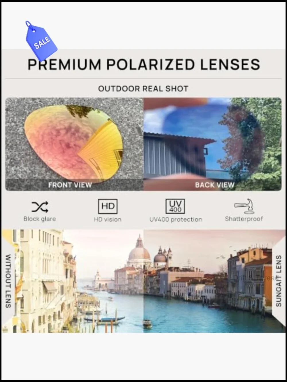 Oversized Aviator Sunglasses Polarized UV400 Lightweight Metal Frame